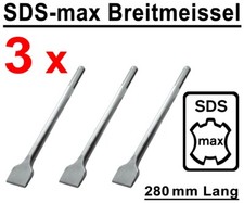 3 Stück SDS-max Breitmeißel 280 mm Lang Stemmmeißel für Bohrhammer Stemmhammer