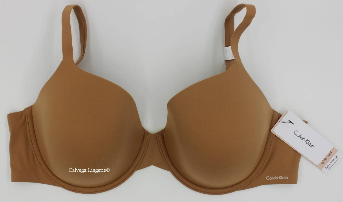 NWT Calvin Klein F3837 Perfectly Fit T-Shirt Microfiber Padded Bra Light  Brown