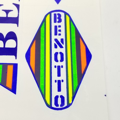 Juego de calcomanías Benotto italianas de colección marco pegatinas ciclismo azul amarillo verde brillo - Imagen 7 de 9