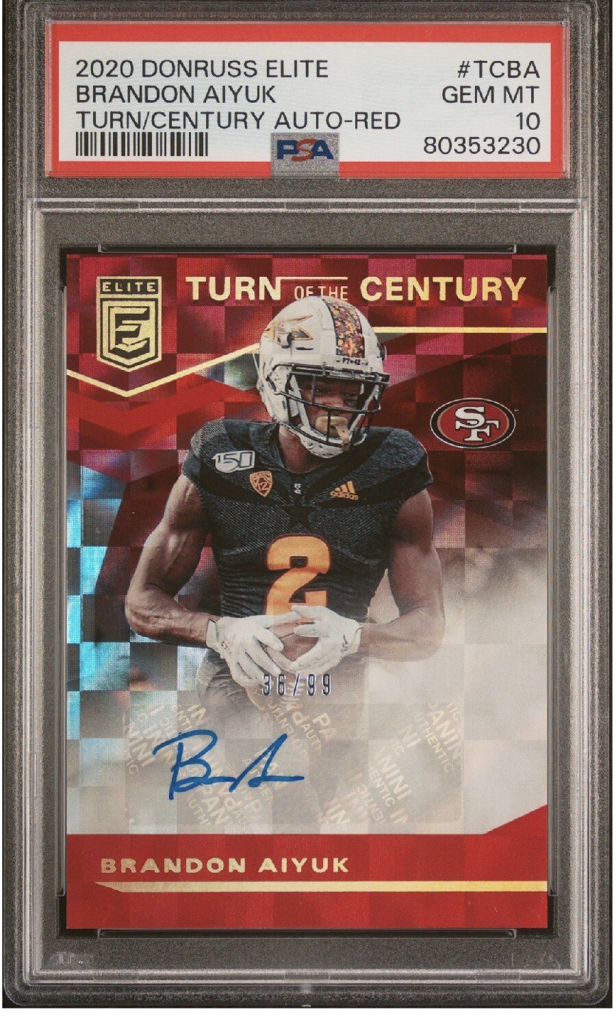 Brandon Aiyuk Panini Donruss Elite Turn of the Century Autographs #TCBA Red