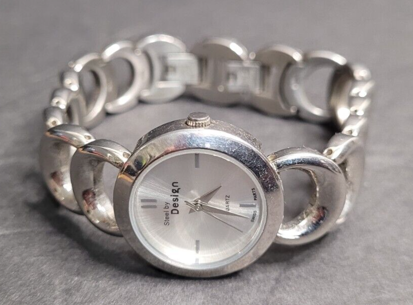 Steel by Design Women Watch Silver Tone Band Water Resistant 