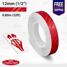 CARBON FIBER RED 1/2" PIN STRIPE Car Model Motorcycle TAPE Vinyl Sticker 12mm