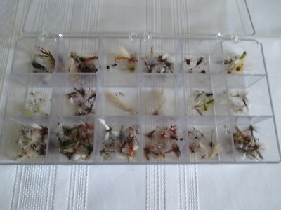 108 Assorted Fishing Flies with 18 slot box (please see each photo & descrip.).
