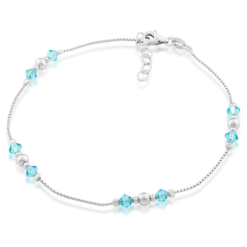 Браслет из стерлингового серебра с голубыми кристаллами на ножке 10490₽