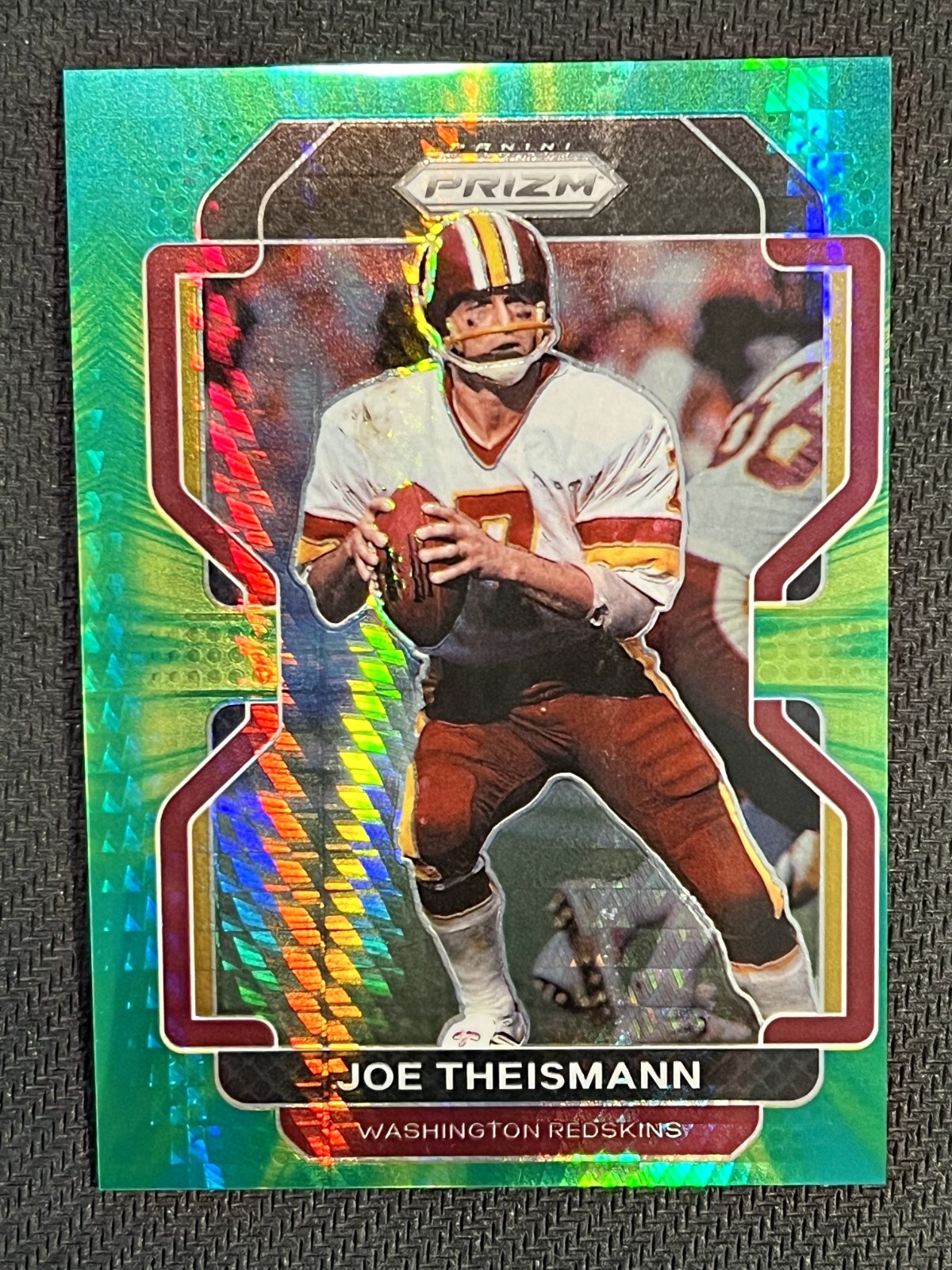 2021 Panini Prizm Joe Theismann Green Hyper /175 #217 Washington Redskins READ