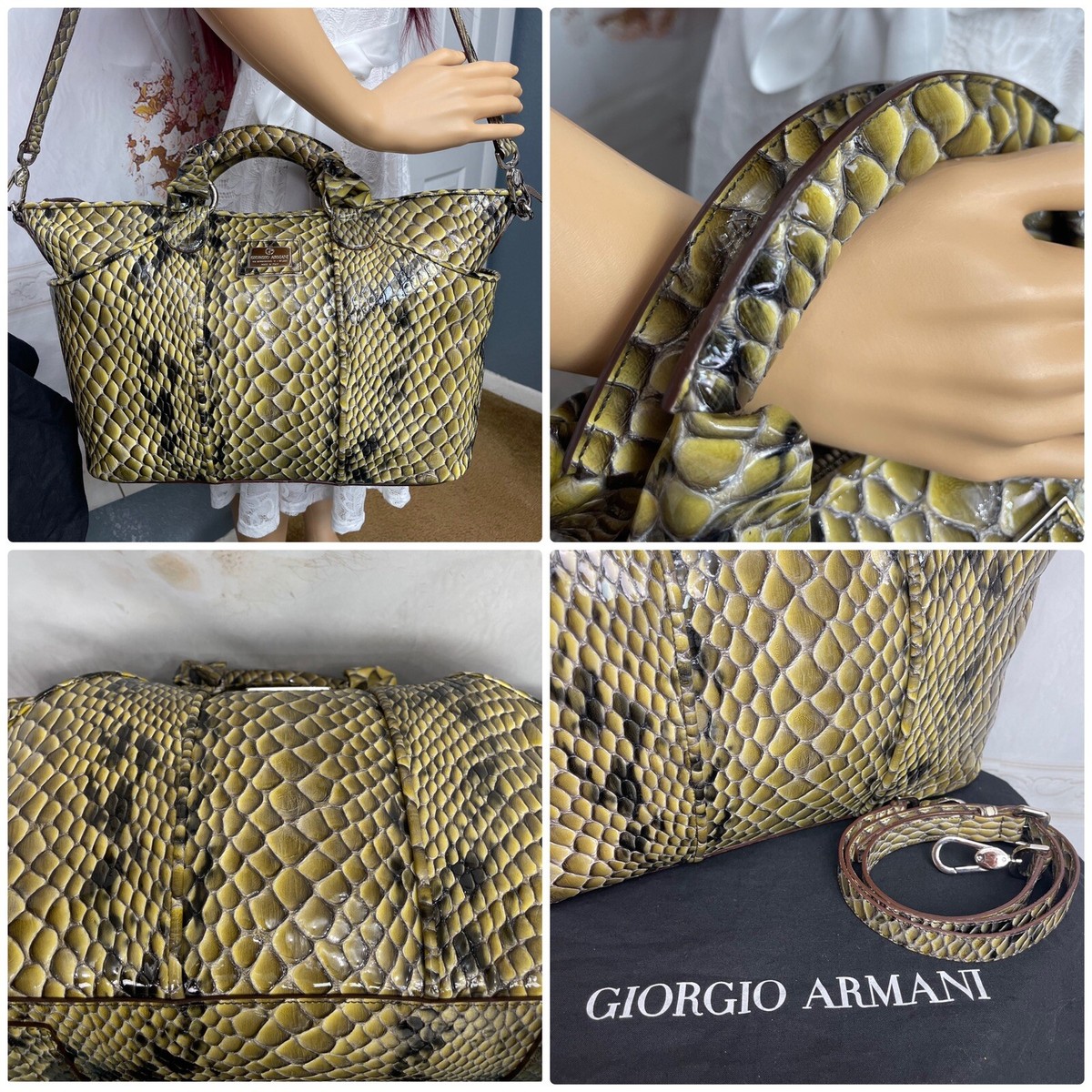 Giorgio Armani python Embossed Tote/shoulder Bag STUNNING NWTS 