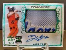 JAKE VOGEL /50 AUTO PATCH 2020 Leaf Trinity Baseball XRC SICK LOGO L A Dodgers