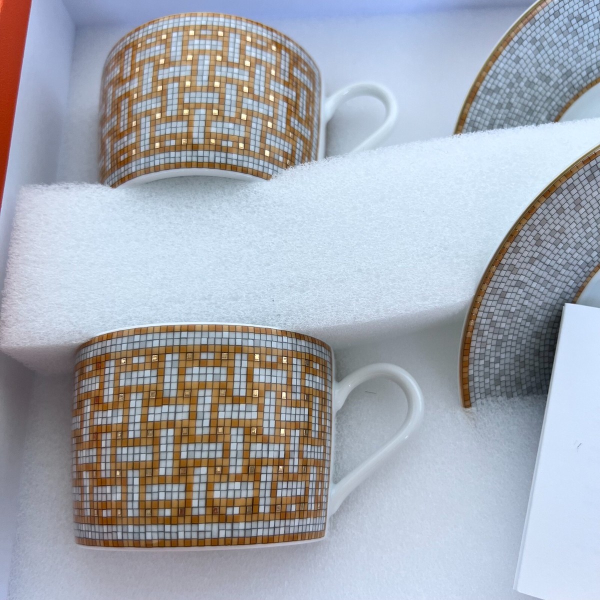 HERMES Tea Cup Saucer Mosaique Au 24 Tableware 2 set Gold