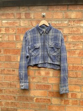 Duluth Trading Womens Full Zip Cropped Checked Flannel Jacket Size Large
