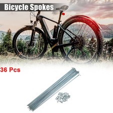 36 Pcs 14G J Bend 280mm x 2mm Bicycle Spokes with Nipples Steel Silver Tone