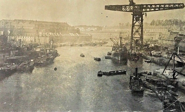ORIGINAL WW1 US ARMY MAIN PORT of BREST FRANCE AERIAL PHOTO POSTCARD