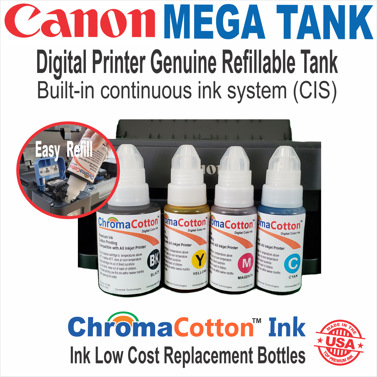 CANON PRINTER + BULK HEAT TRANSFER INK COTTON T-SHIRT MAKER MORE
