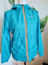 Columbia Sportswear Jacket Youth Kids L 14/ 16 Aqua Blue Windbreaker Rain Hood
