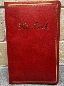 Vintage 70's Trip Book Red Leather Gold Trim Destinations maps Contacts