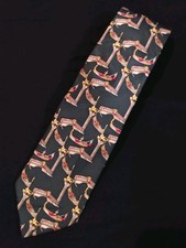 Venezia Black Tie with Gondola Boat pattern 100 Silk Made in Italy