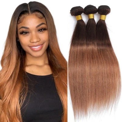 Elee'S Hair 18A Ombre Bundles Human Hair T4/30 20 22 24 Straight Human Hair 100