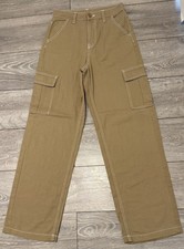 H&M Twill Cargo Trousers Utility jeans Women’s uk 8 Dark Beige Wide Leg W26 L32