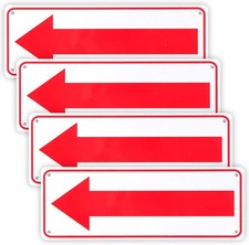 4-Pack Arrow Sign,For Indoor or Outdoor Use  10"X 3.5" .04" Aluminum Reflective S