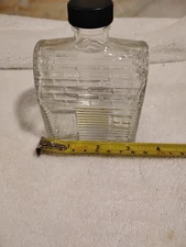 Collectible Log Cabin Maple Syrup Clear Glass Bottle with lid - 4 1/2 IN   (14)
