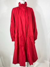 Veste MONCLER femme taille 1 longue coupe ample capuche cachée rouge hydrofuge