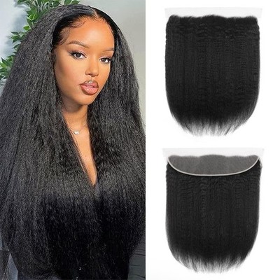 Kinky Straight 13x4 HD Lace Frontal Closure 16 Inch 12A Brazilian Virgin Hair