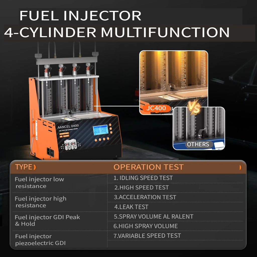 ANCEL JC400 Car Fuel Injector Cleaner Tool 4 Cylinders Cleaning EFI FEI Spray