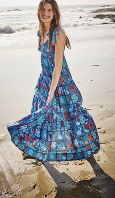 NWT Printfresh L Maxi Dress Stained Glass Blue Sea Siren Smocked Cotton Pockets | eBay NWT Printfresh L Maxi Dress Stained Glass Blue Sea Siren Smocked Cotton Pockets | eBay