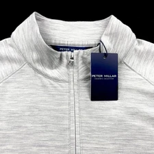 Peter Millar Excursionist Flex Performance Wool Pullover Light Gray Large $200
