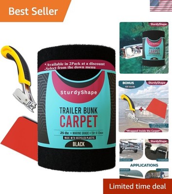 Thick Boat Trailer Bunk Carpet Kit 13ftx12in 25oz Marine Grade 1, Black, 12in...