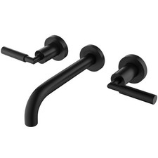 Matte Black Wall Mount Bathroom Faucet, Wall Mounted Sink Faucet, Dual Handle...