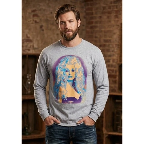 Y2K Port & Company Dolly Parton Graphic Long Sleeve T-Shirt Vintage vintage concert t-shirt, vintage, size XL, single stitch, B+ condition