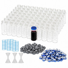 100 Pack 10mL Clear Glass Vials with Flip-Off Caps Rubber Injection Stoppers