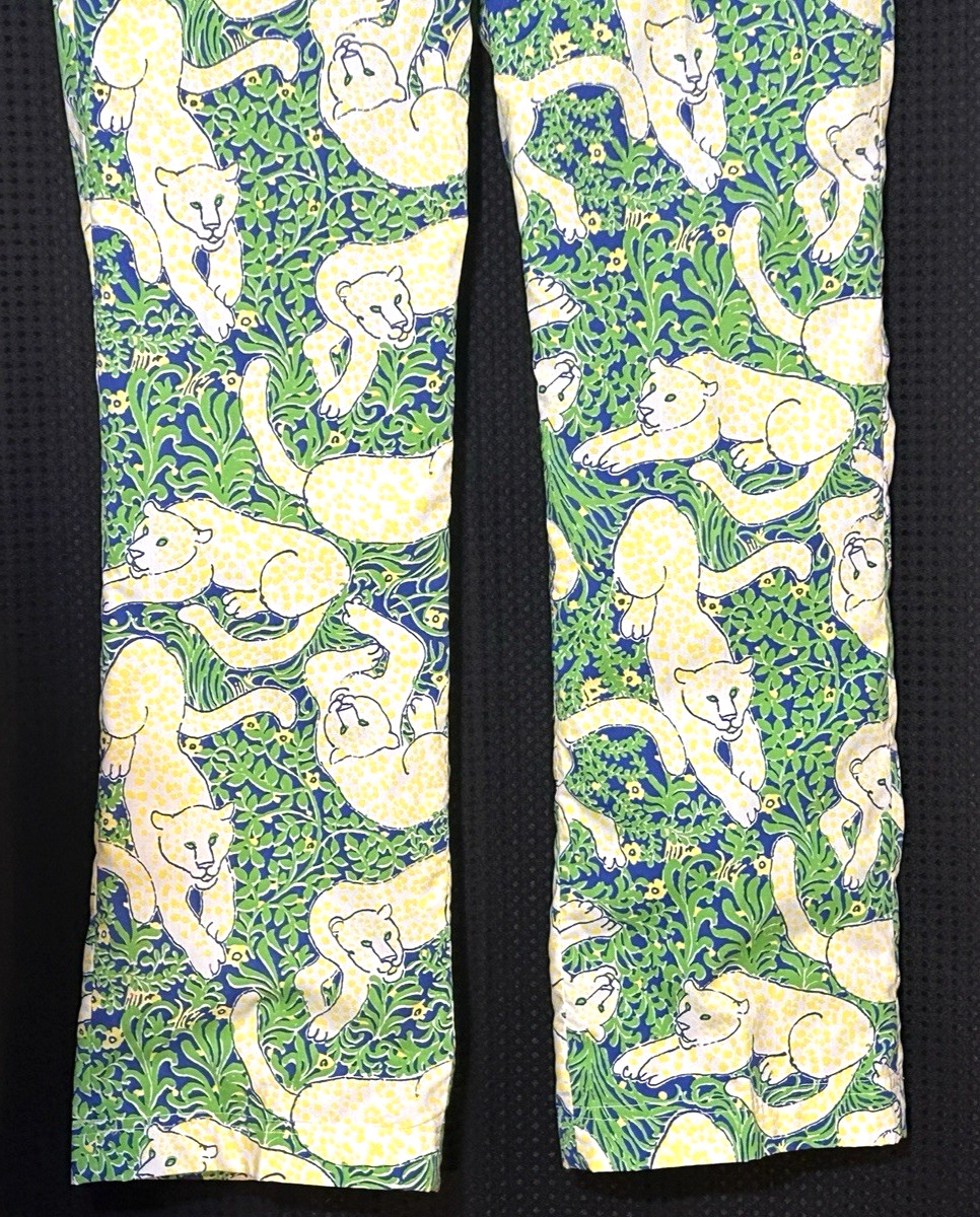Vintage 70s LILLY PULITZER Mens Stuff Pants Couger Panther Lion 34 x 30 MINT image 3
