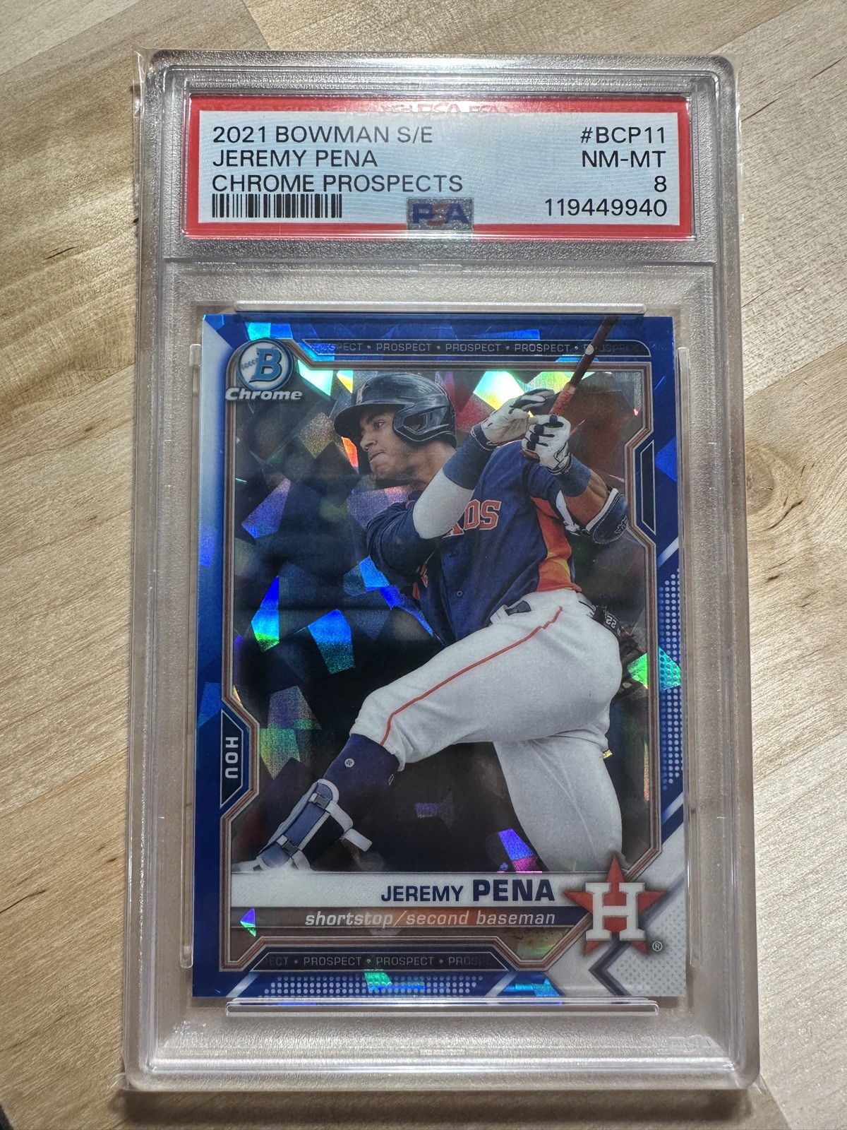 2020 Bowman Chrome #BCP61 - Jeremy Pena - 1st Bowman - Sapphire Edition - PSA 8