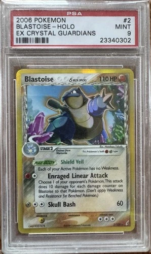 2006 Pokemon EX Crystal Guardians Blastoise Holo #2 PSA 9 Mint New Cert