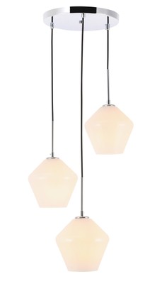 Elegant Lighting LD2259 Gene 3 Light 18''W Multi Light Pendant - Chrome