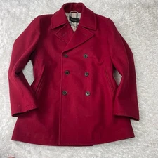 Burberry Black Label Pea Coat Red Wool Men's Asian fit M us size S