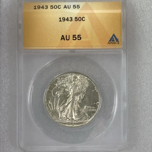 1943 Walking Liberty Half Dollar ANACS AU55 Philadelphia