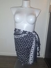 Lightweight Black White Elephant Print Cover Scarf Fringe Wrap Women's 45"x57"  — photo 3
