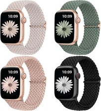 DaQin 4 Pack Braided Stretchy Solo Loop Compatible with Apple Watch Bands