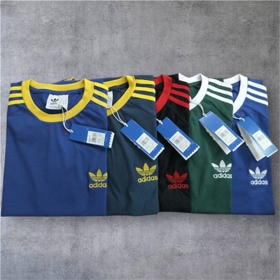 HERREN ADIDAS ORGINALS CLASSIC DREI STREIFEN BESTICKT KURZARM T-SHIRT