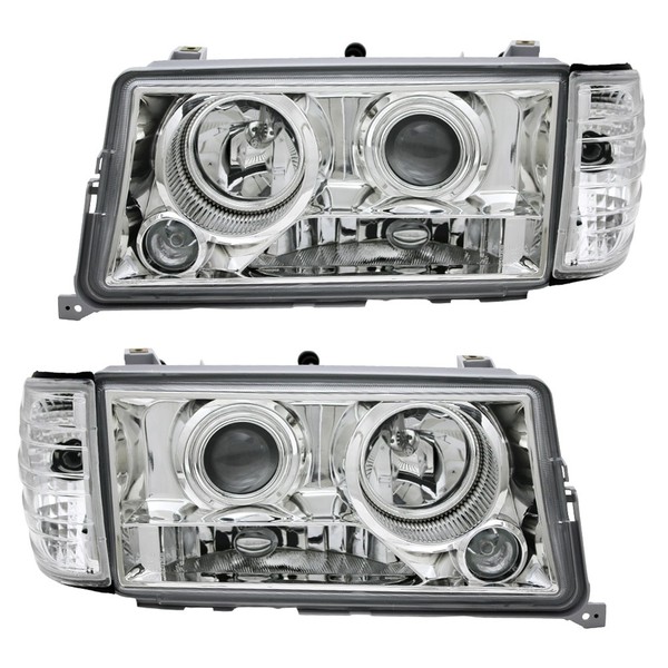 Scheinwerfer Klarglas Set Projektor FüR Mercedes 190 W201 Bj. 82-93 Chrom-image