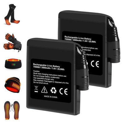 #ad 2 Pack 7.4V 3500mAh Rechargeable Battery for Heated Gloves Socks Hats Mittens $25.99