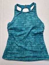 Athleta Maldives Tankini Top Swim Green High Neck Size 36 B/C