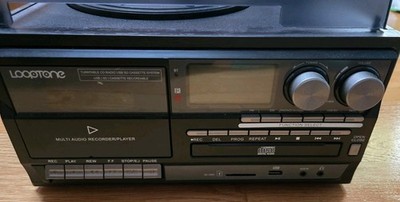 LoopTone Vinyl Record Player with Radio, Bluetooth, 3-Speed, and CD Cassette