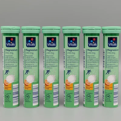 Vitalis Magnesium Brausetabletten 6x 14 Stück Sparset 240mg Geschmack- Orange
