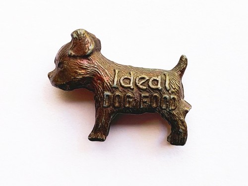 Vintage 1950s Ideal Dog Food Terrier Mini GOOD LUCK Advertising Charm Promo