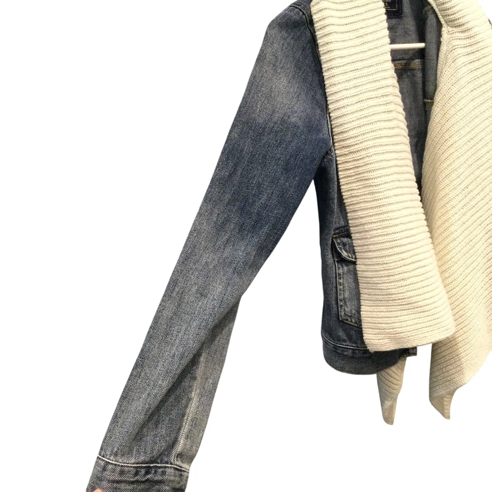 Abercrombie & Fitch Mujer Chaqueta Denim Pequeña Azul Jean Adjunto Suéter Bufanda Foto 2 de 4
