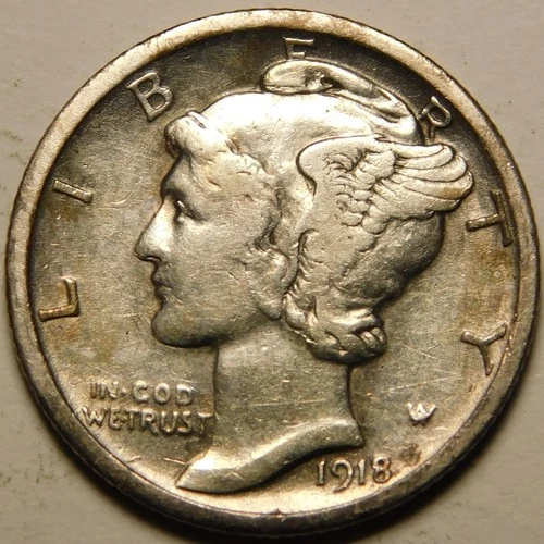 1918 P Mercury Dime VF-EF   Actual Coin Pictured- Appears Cleaned