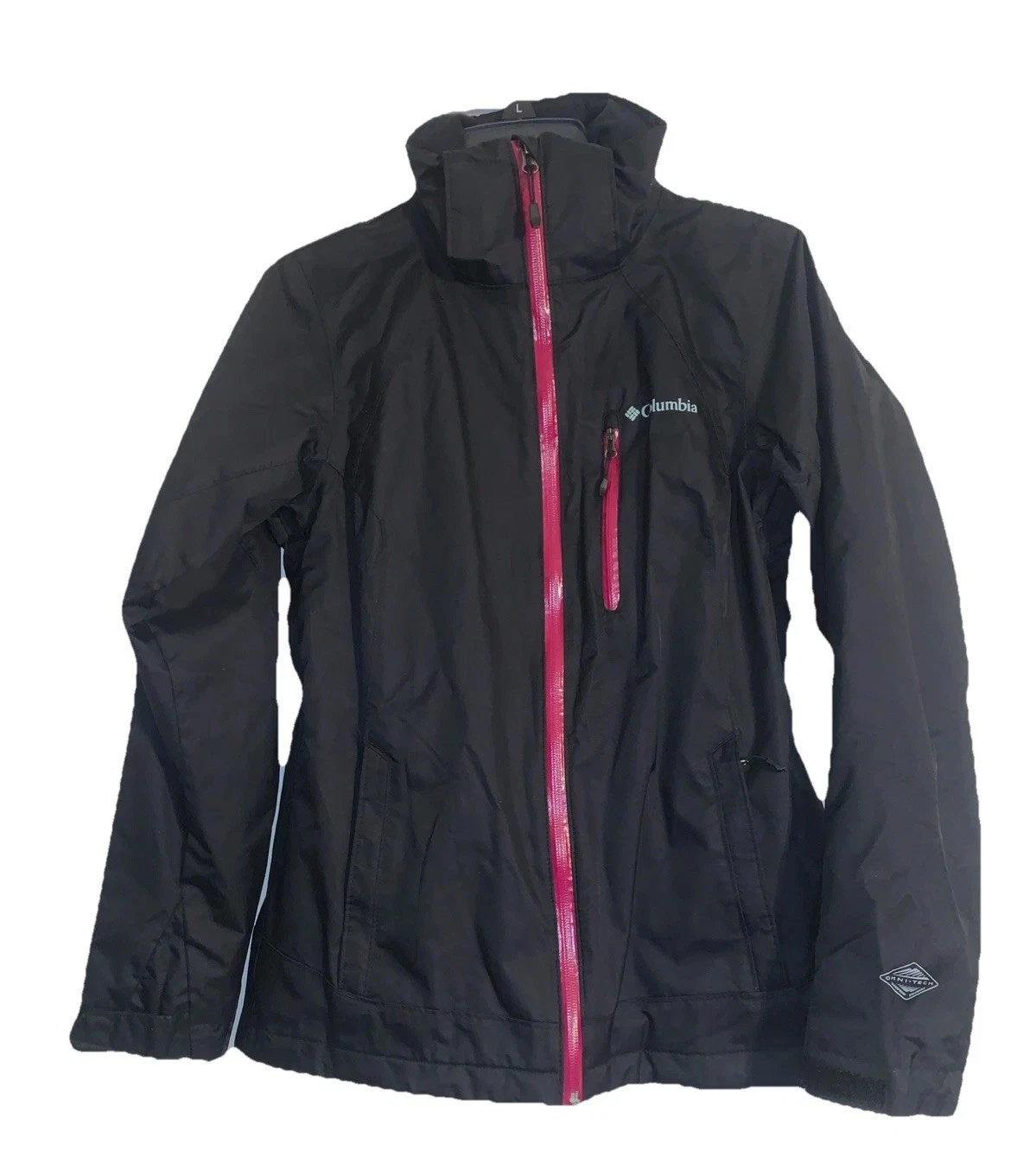 Columbia Womens XS Omni Tech Interchange 3 In 1 Jacket Pink Black Zip Waterproof